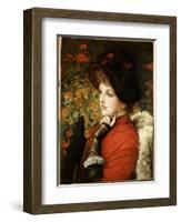 Type of Beauty: Portrait of Mrs. Kathleen Newton in a Red Dress and Black Bonnet, 1880-James Tissot-Framed Giclee Print