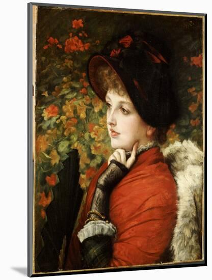 Type of Beauty: Portrait of Mrs. Kathleen Newton in a Red Dress and Black Bonnet, 1880-James Tissot-Mounted Giclee Print