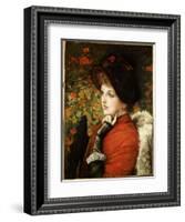 Type of Beauty: Portrait of Mrs. Kathleen Newton in a Red Dress and Black Bonnet, 1880-James Tissot-Framed Giclee Print