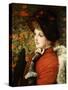 Type of Beauty: Portrait of Mrs. Kathleen Newton, in Red Dress and Black Bonnet-James Tissot-Stretched Canvas