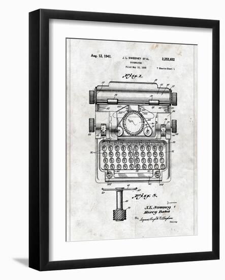 Typewriter-Patent-Framed Art Print