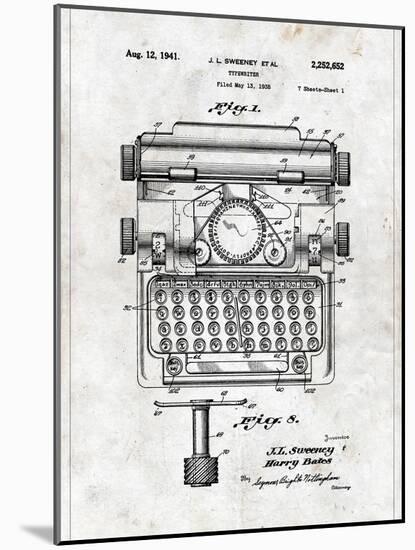 Typewriter-Patent-Mounted Art Print