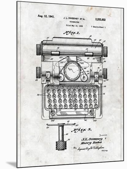 Typewriter-Patent-Mounted Art Print
