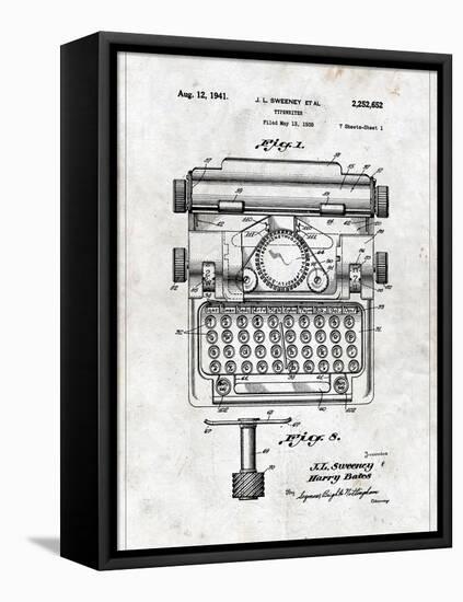 Typewriter-Patent-Framed Stretched Canvas