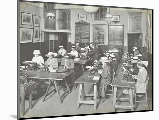 Typewriting Class for Women, Blackheath Road Evening Institute, London, 1914-null-Mounted Photographic Print