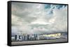 Typhoon clouds over new skyline of Hangzhou city, Hangzhou, Zhejiang, China, Asia-Andreas Brandl-Framed Stretched Canvas
