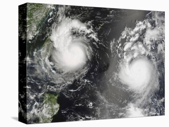 Typhoon Saomai and Tropical Storm Bopha Approaching Taiwan and China, August 8, 2006-Stocktrek Images-Stretched Canvas