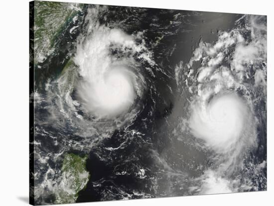 Typhoon Saomai and Tropical Storm Bopha Approaching Taiwan and China, August 8, 2006-Stocktrek Images-Stretched Canvas