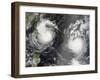 Typhoon Saomai and Tropical Storm Bopha Approaching Taiwan and China, August 8, 2006-Stocktrek Images-Framed Photographic Print