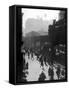 Typical 1920's Big City Street with Pedestrians, an Elevated Train and Motor Traffic-null-Framed Stretched Canvas