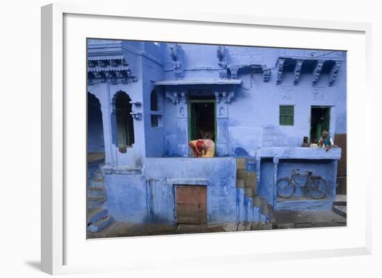 Typical Blue Architecture, Jodhpur, Western Rajasthan, India, Asia-Doug Pearson-Framed Photographic Print