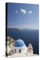 Typical Church Clinging to Hillside Above the Aegean Sea, Oia (Ia), Santorini (Thira) (Thera)-Ruth Tomlinson-Stretched Canvas