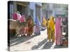 Typical Coloured Rajasthani Saris, Pushkar, Rajasthan, India-Tony Waltham-Stretched Canvas