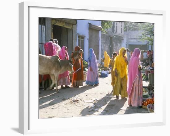 Typical Coloured Rajasthani Saris, Pushkar, Rajasthan, India-Tony Waltham-Framed Photographic Print