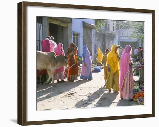 Typical Coloured Rajasthani Saris, Pushkar, Rajasthan, India-Tony Waltham-Framed Photographic Print