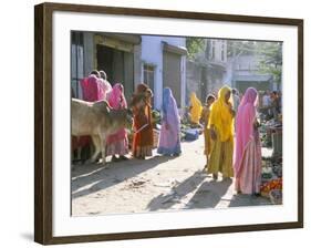 Typical Coloured Rajasthani Saris, Pushkar, Rajasthan, India-Tony Waltham-Framed Photographic Print