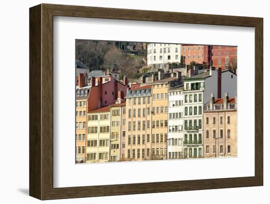 Typical Colourful Building Facades Facing onto the River Saone in Lyon, Rhone-Alpes, France, Europe-Julian Elliott-Framed Photographic Print