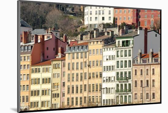 Typical Colourful Building Facades Facing onto the River Saone in Lyon, Rhone-Alpes, France, Europe-Julian Elliott-Mounted Photographic Print