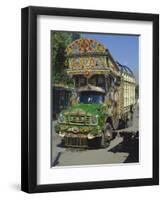 Typical Decorated Truck, Karakoram (Karakorum) Highway, Gilgit, Pakistan-Anthony Waltham-Framed Photographic Print