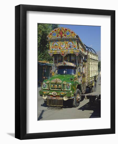 Typical Decorated Truck, Karakoram (Karakorum) Highway, Gilgit, Pakistan-Anthony Waltham-Framed Photographic Print