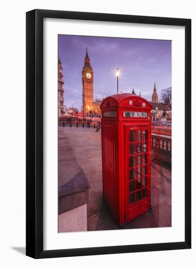 Typical English Red Telephone Box Near Big Ben, Westminster, London, England, UK-Roberto Moiola-Framed Premium Photographic Print