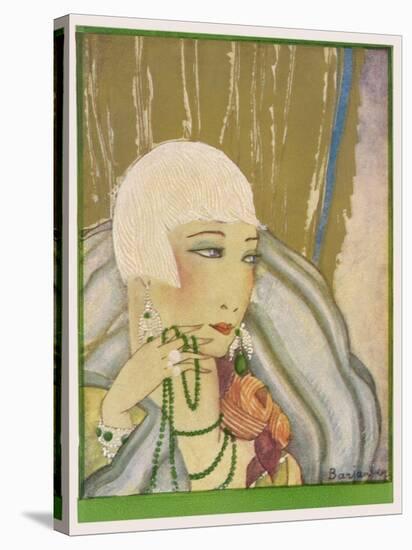 Typical Flapper with Platinum Blonde Bobbed Hair Green Eye-Shadow Rouge and Pencil Thin Eyebrows-Barjanbey-Stretched Canvas