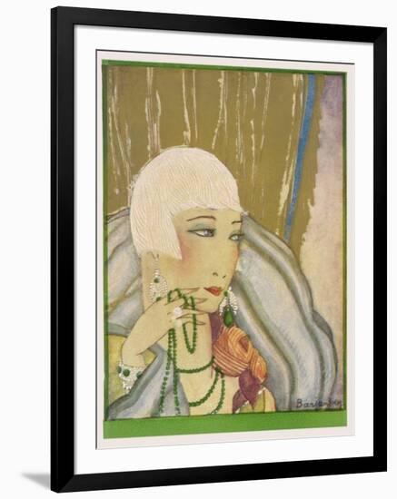 Typical Flapper with Platinum Blonde Bobbed Hair Green Eye-Shadow Rouge and Pencil Thin Eyebrows-Barjanbey-Framed Art Print