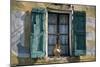 Typical French Window, with Turquoise Wooden Shutters and Terracotta Jug-LatitudeStock-Mounted Photographic Print