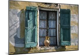 Typical French Window, with Turquoise Wooden Shutters and Terracotta Jug-LatitudeStock-Mounted Photographic Print