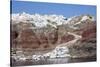 Typical Greek Village Perched on Volcanic Rock with White and Blue Houses and Windmills, Santorini-Roberto Moiola-Stretched Canvas