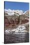 Typical Greek Village Perched on Volcanic Rock with White and Blue Houses and Windmills, Santorini-Roberto Moiola-Stretched Canvas