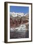 Typical Greek Village Perched on Volcanic Rock with White and Blue Houses and Windmills, Santorini-Roberto Moiola-Framed Photographic Print