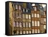 Typical Half Timbered Houses, Old Town, Rennes, Brittany, France, Europe-Guy Thouvenin-Framed Stretched Canvas