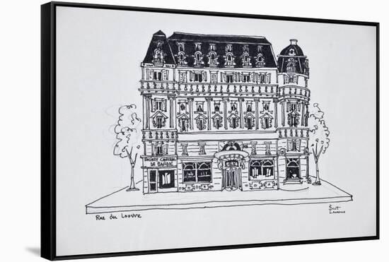 Typical Haussmann architecture on Rue du Louvre, Paris, France-Richard Lawrence-Framed Stretched Canvas