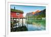 Typical House of Fishermen Called Rorbu Lit Up by Midnight Sun, Reine, Nordland County-Roberto Moiola-Framed Photographic Print