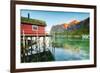 Typical House of Fishermen Called Rorbu Lit Up by Midnight Sun, Reine, Nordland County-Roberto Moiola-Framed Photographic Print