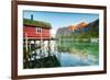 Typical House of Fishermen Called Rorbu Lit Up by Midnight Sun, Reine, Nordland County-Roberto Moiola-Framed Photographic Print