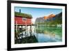 Typical House of Fishermen Called Rorbu Lit Up by Midnight Sun, Reine, Nordland County-Roberto Moiola-Framed Photographic Print