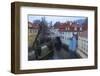 Typical houses on water canal frame the old mill of Certovka, Lesser Quarter, Prague, Czech Republi-Roberto Moiola-Framed Photographic Print