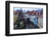 Typical houses on water canal frame the old mill of Certovka, Lesser Quarter, Prague, Czech Republi-Roberto Moiola-Framed Photographic Print