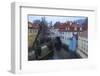 Typical houses on water canal frame the old mill of Certovka, Lesser Quarter, Prague, Czech Republi-Roberto Moiola-Framed Photographic Print