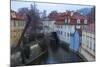 Typical houses on water canal frame the old mill of Certovka, Lesser Quarter, Prague, Czech Republi-Roberto Moiola-Mounted Photographic Print