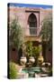 Typical Moroccan Architecture, Riad Adobe Walls, Fountain and Flower Pots, Morocco, Africa-Guy Thouvenin-Stretched Canvas