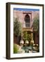 Typical Moroccan Architecture, Riad Adobe Walls, Fountain and Flower Pots, Morocco, Africa-Guy Thouvenin-Framed Premium Photographic Print