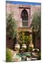 Typical Moroccan Architecture, Riad Adobe Walls, Fountain and Flower Pots, Morocco, Africa-Guy Thouvenin-Mounted Photographic Print