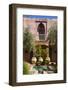 Typical Moroccan Architecture, Riad Adobe Walls, Fountain and Flower Pots, Morocco, Africa-Guy Thouvenin-Framed Photographic Print