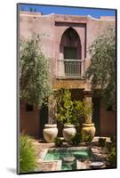 Typical Moroccan Architecture, Riad Adobe Walls, Fountain and Flower Pots, Morocco, Africa-Guy Thouvenin-Mounted Photographic Print