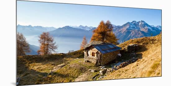 Typical mountain chalet in Stelvio National Park. Sondrio district, Lombardy, Italy.-ClickAlps-Mounted Photographic Print