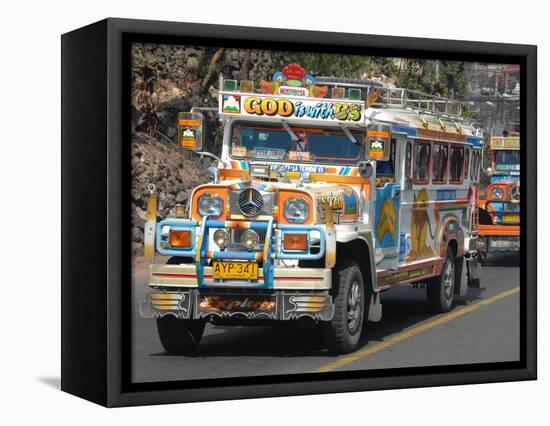 Typical Painted Jeepney (Local Bus), Baguio, Cordillera, Luzon, Philippines, Southeast Asia, Asia-null-Framed Stretched Canvas