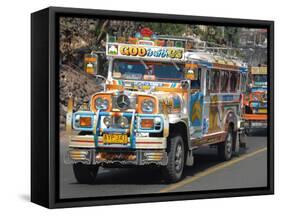 Typical Painted Jeepney (Local Bus), Baguio, Cordillera, Luzon, Philippines, Southeast Asia, Asia-null-Framed Stretched Canvas